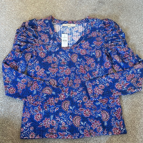 LOFT RUFFLED SHOULDER TOP - Picture 4 of 6